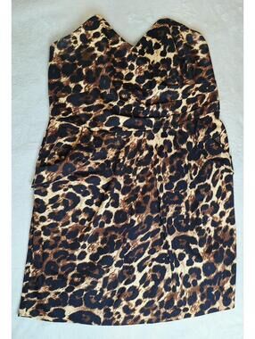 SNAP Leopard Print Strapless Sweetheart Dress 14W Plus Size Y2K Party Cocktail